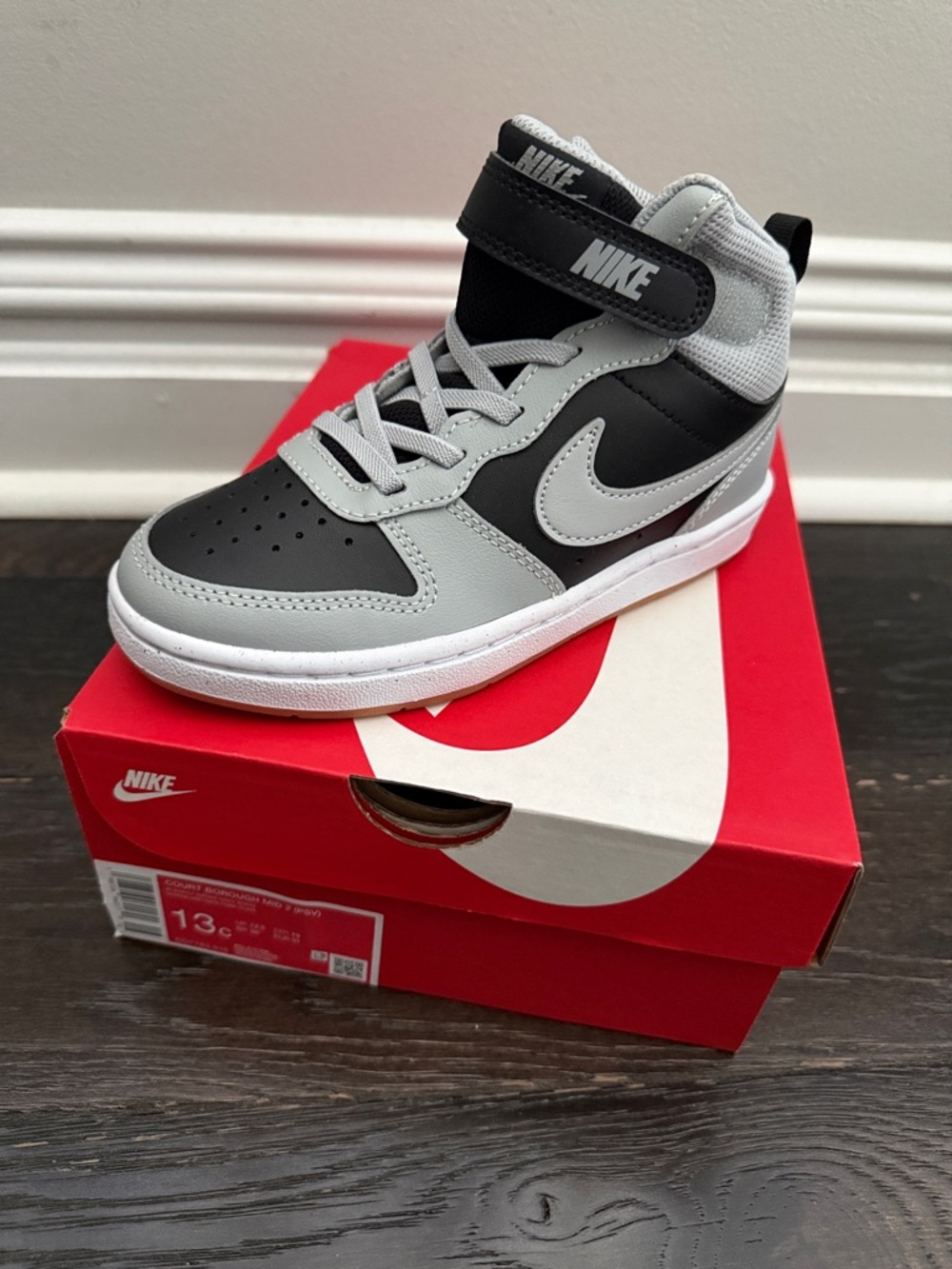 Nike Kids High-Top Sneakers in Black and Gray